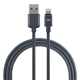 TECH ARMOR, USB Lightning Connector with Braided Jacket 2Ft - Space Gray