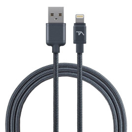 TECH ARMOR, USB Lightning Connector with Braided Jacket 6Ft - Space Gray