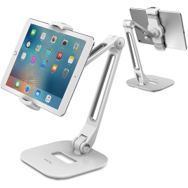 AboveTek Aluminum Long Arm Desktop Tablet/Phone Stand - Silver