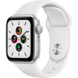 Apple Watch SE 44mm Aluminum Case with White Sport Band - Silver