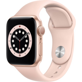 Apple Watch Series 6 40mm Aluminum Case with Pink Sport Band - Gold