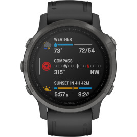 Garmin fenix 6S Multisport GPS Smartwatch (42mm, Sapphire, Carbon Gray DLC / Black Band