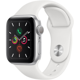 Apple Watch Series 5 GPS, 40mm Silver Aluminum Case - White Sport Band