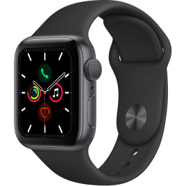 Apple Watch Series 5 GPS, 40mm Space Gray Aluminum Case - Black Sport Band