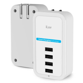 iLuv RockWall 4 Ports USB Wall Charge - White