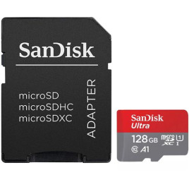 Sandisk 128GB microSDXC Memory Card Ultra Class 10 UHS-I with SD Adapter
