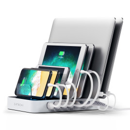 Satechi 7-Port USB Charging Station Dock With Type-C Ports - White