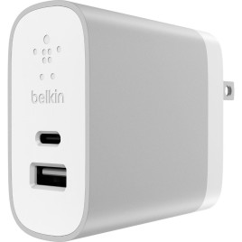 Belkin USB Type-C and USB Type-A Home Wall Charger - Silver