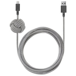 Native Union Braided Lightning to USB-A Nigth Cable 3m - Zebra - Black / White