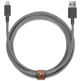 Native Union Braided Lightning to USB-A Belt Cable 3m - Zebra - Black/ White