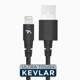 Tech Armor Kevlar Lightning to USB 6ft - Black