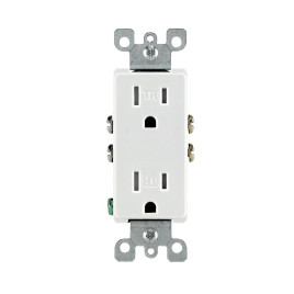Leviton Decora 15A Residential Grade Tamper Resistant Self Grounding Duplex Outlet - White